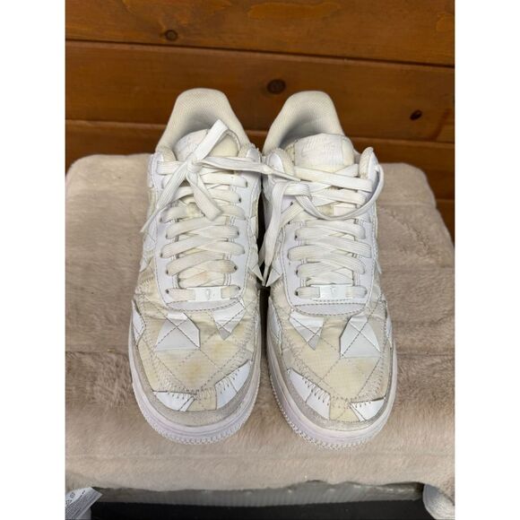 Nike  Mens Air Force 1 Billie Eilish x Low  Triple White quilted patchwork Sz 8